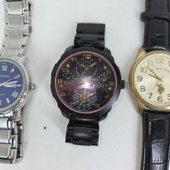 Vtg Watch Lot of 5 Mens Rocawear Time Piece Silver Black Leather Wrist Watches - Picture 8 of 14